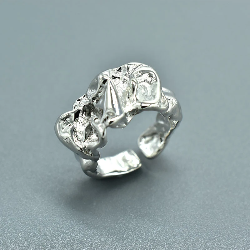 Zilverfolie papier onregelmatige meisjes openingsring Een stijlvolle en verstelbare ring, perfect voor meisjes. Uniek design, schitterende uitstraling.