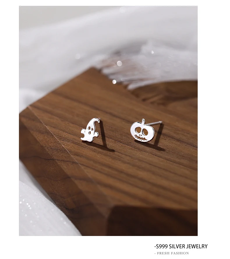 Title 3, S999 Zuiver Zilver Ghost Stud Oorbellen Vrouwen...