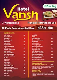 Hotel Vansh Punjabi Paratha House menu 1