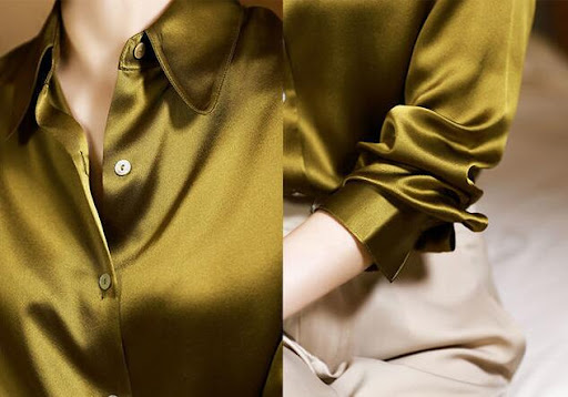 Title 6, Womens Long-sleeved Loose Solid Color Crepe Sa...