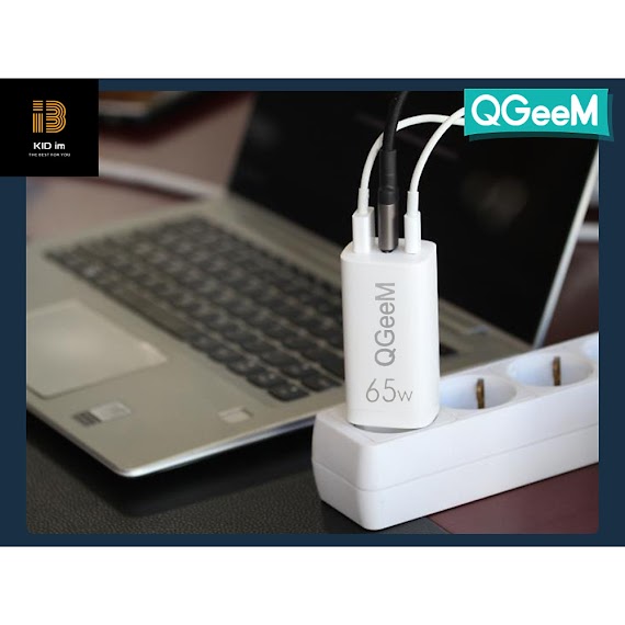 Bộ sạc nhanh đa năng QGeeM USB C 65W cho MacBook Pro Air, 2 cổng USB C PD và 1 cổng USB A, bộ sạc GaN với phích cắm có thể gập cho iPad Pro, iPhone 12 Mini Pro Max, Galaxy S10 S9, Nintendo v