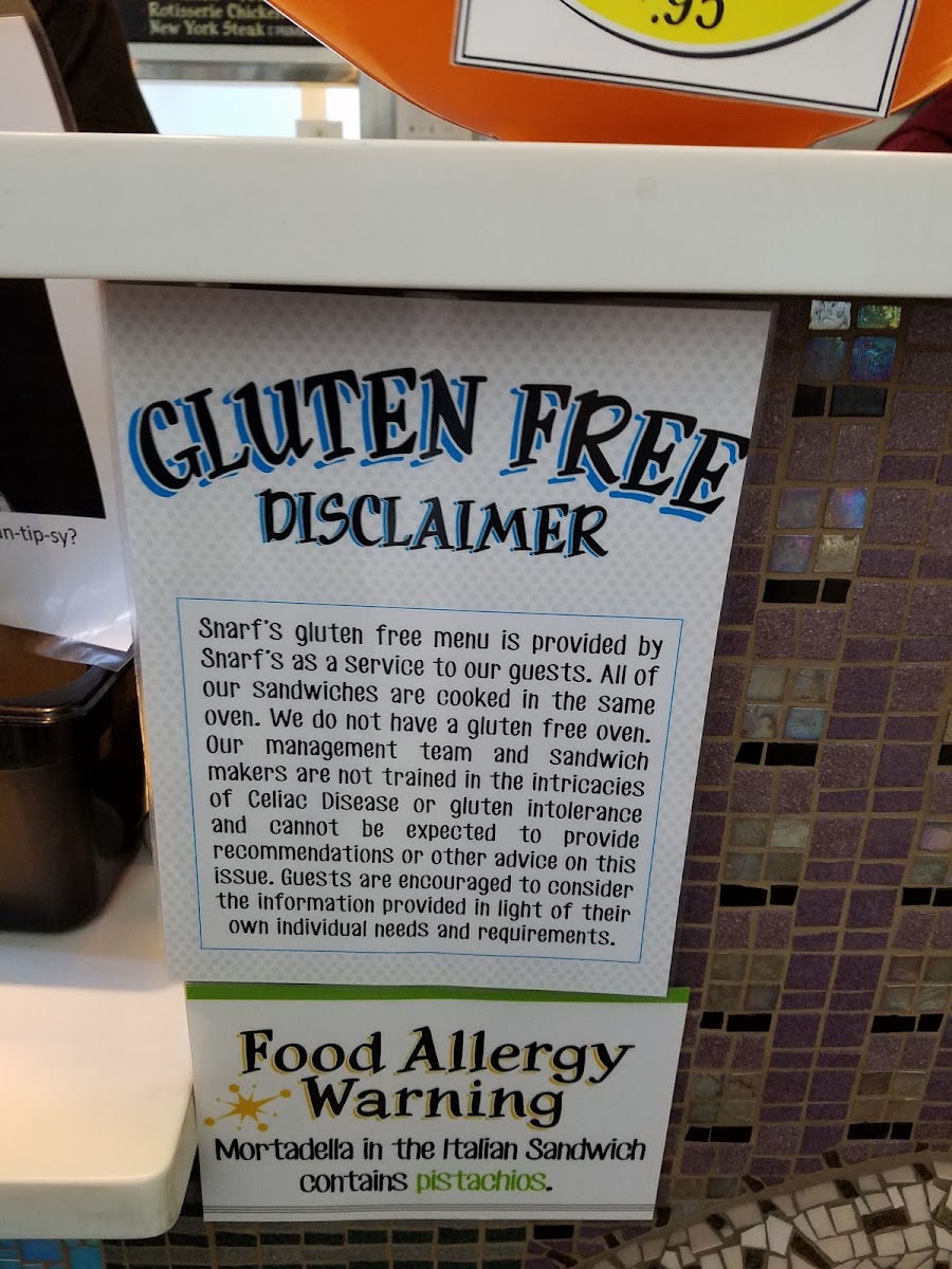 Gluten-Free at Snarf's Sandwiches