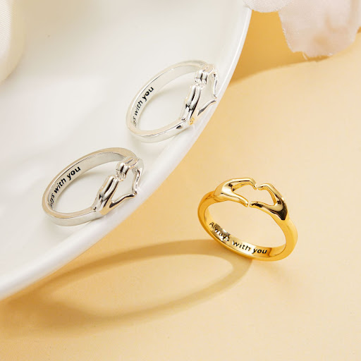 Title 9, "Romantic Hands Than Heart" Couple Rings, symbo...