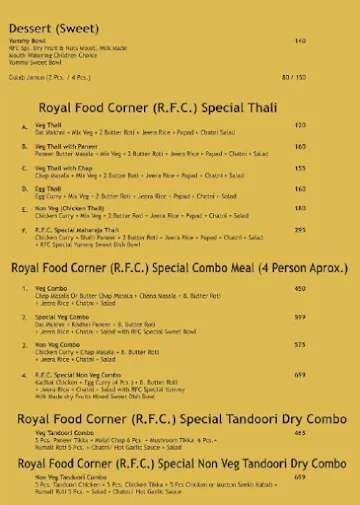 Royal Food Corner menu 