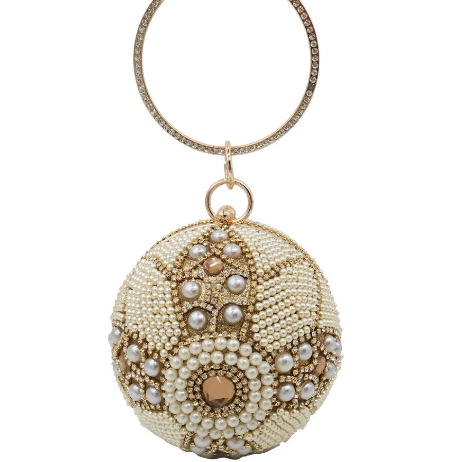 Women's Round Diamond Tote Pearl Bag. A stylish and elegant handbag perfect for everyday use or special occasions. Carry