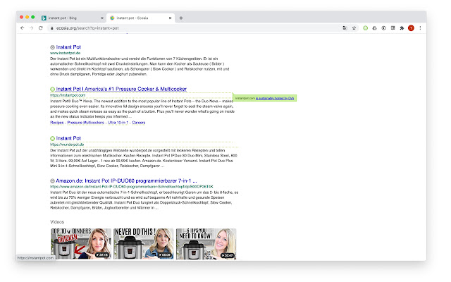 The Green Web chrome extension