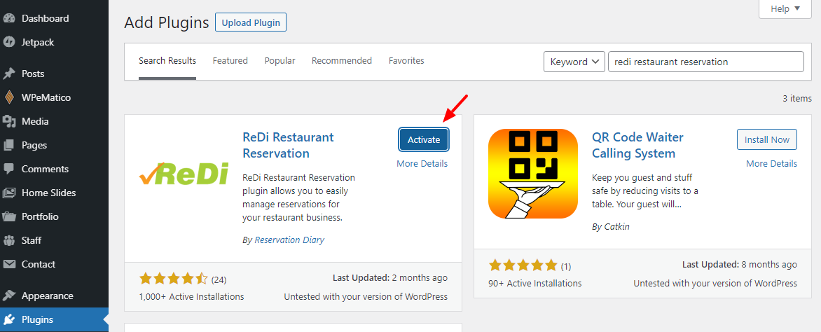 plugin de reserva de restaurante redi