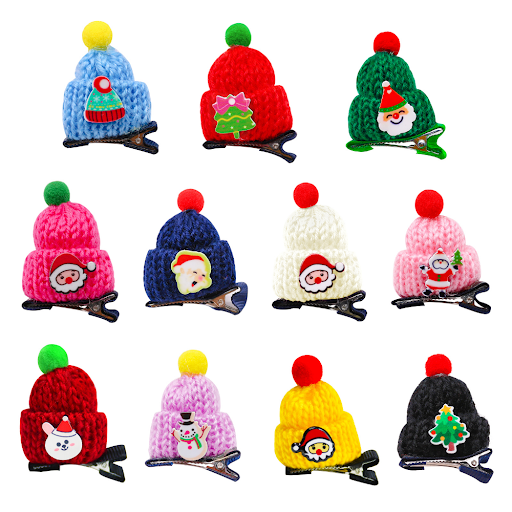 10pcs Pet Dog Hair Bows Christmas Alloy Clips Dog Headwear Decorate Santa Claus Dog Hair Bows for Puppy Supplies Dog Acc