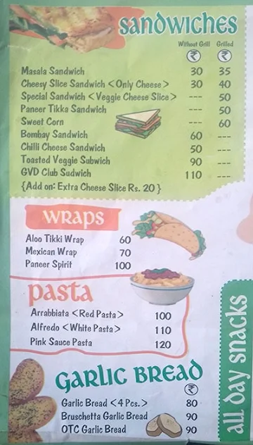 GVD Soni's Cafe menu 