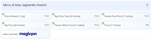 Maa Jagdamba Sweets menu 