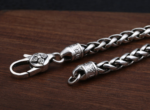 Title 4, S925 Sterling Silver Six-character Shingen Brac...