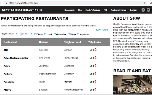 Yelp for Seattle Restaurant Week