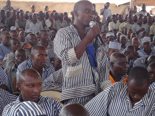 A prisoner at the Embu G.K prison speaks during a past event. /FILE