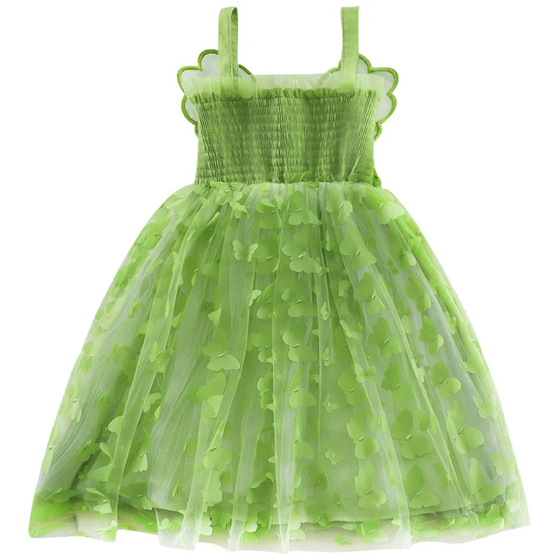 Title 3, Kinderjurk met groene mesh rok en vlinderdesign...