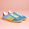 adidas x gucci gazelle light blue / yellow / red