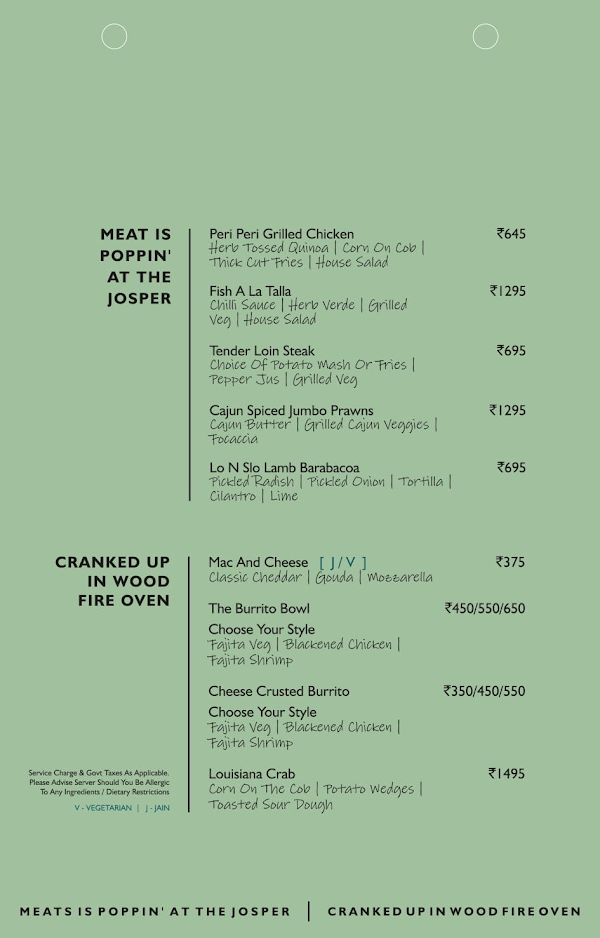 TAB - Thoughtful American Bistronomy menu 