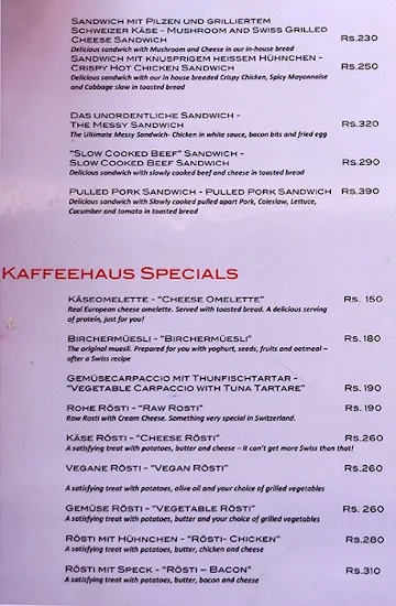 Kaffeehaus menu 