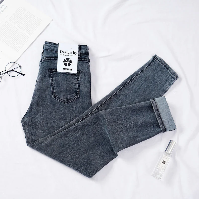 Women's Jeans Slim Body High Waist All-match Nine-point Pencil Pants Flattering Fit Versatile Comfortable Stylish Everyd