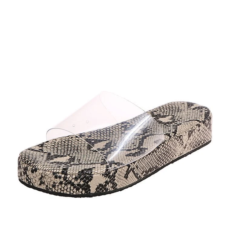 Title 2, Sandali piatti oversize con stampa serpente, co...