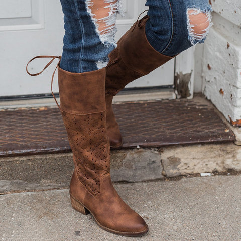 Title 9, Autumn and Winter Low-Heeled Hollow Burnt Half ...