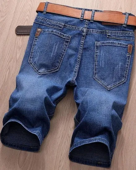 Men Short Denim Jeans Thin Knee Length New Casual Cool Su... - 1