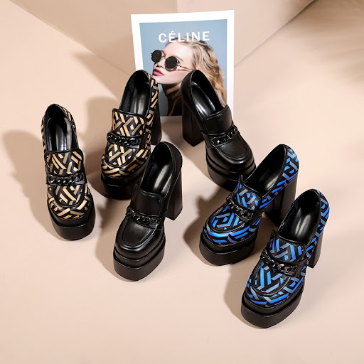Title 2, Nieuwe Chunky High Heels met Metalen Gesp voor ...