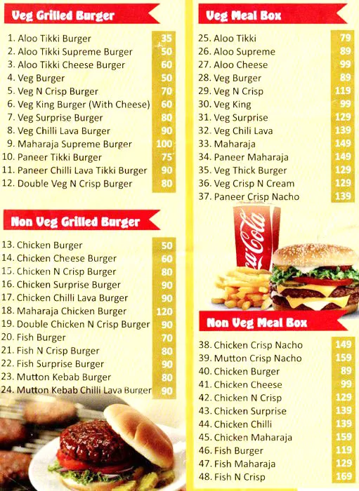 Burger Point menu 