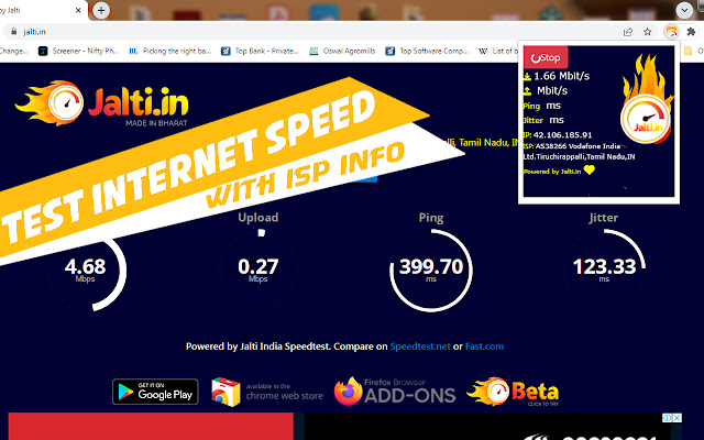 Speedtest by Jalti.in chrome extension