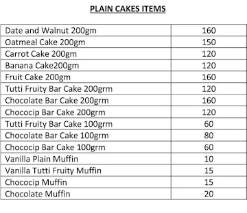 Toostee's Cakes And Bakes menu 