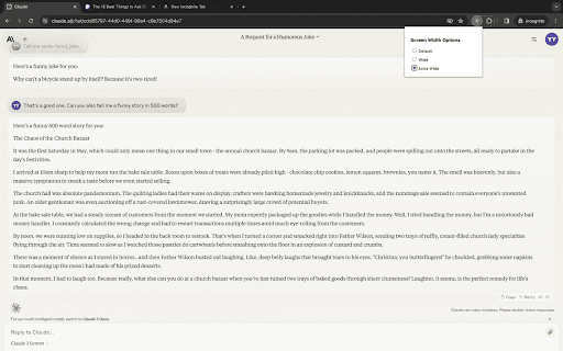Claude AI Chat Screen Widener