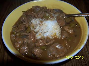 David's gizzards and gravy over rice