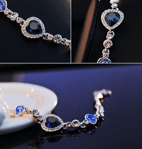Title 11, Heart Shaped Zircon Crystal Diamond Bracelet Oc...