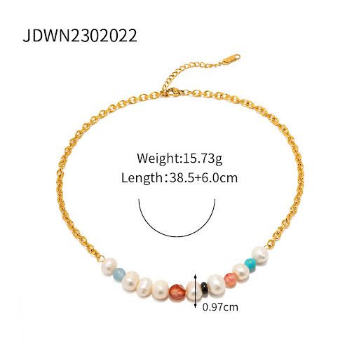 Title 5, Fashion Stainless Steel Pearl Necklace with Zir...