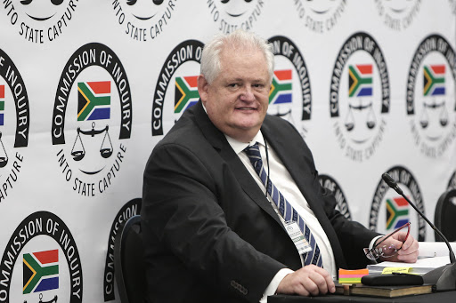 A former executive at corruption-accused facilities management company Bosasa, Angelo Agrizzi, gives testimony on January 16 2018 at the state capture inquiry in Parktown, Johannesburg.