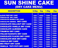 Sun Shine Cake menu 1