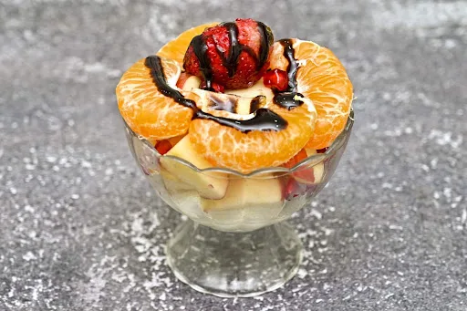 Cut Fruit With Vanilla Ice Cream