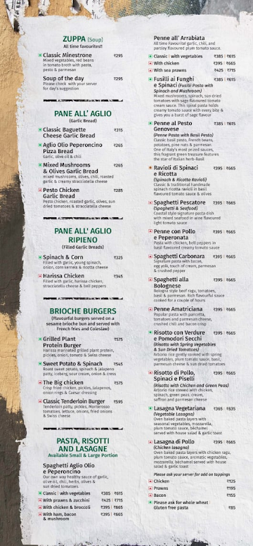 Toscano menu 