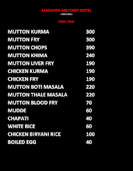 Madappa Military Hotel menu 1