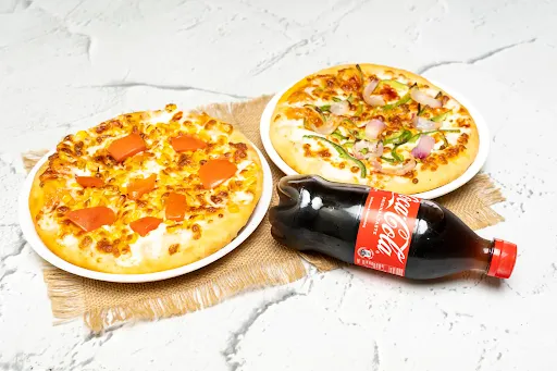 2 Veg Double Dhamaka Pizza [7 Inches] With Coke [250 Ml]
