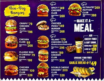 The Burger Club menu 