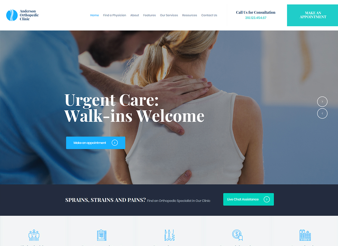 Anderson |  Tema de WordPress para clínica ortopédica y centro médico