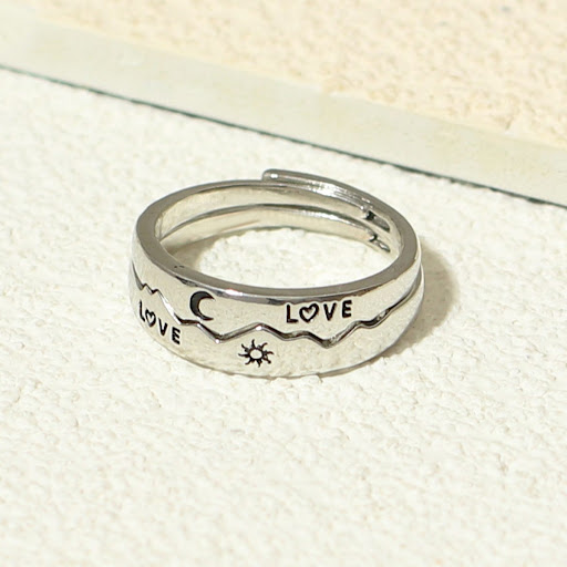 Title 2, LOVE Sun Moon Star Couple Ring. Romantic celest...