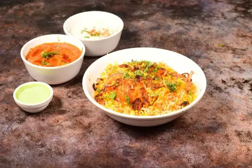 Egg Briyani With Salan And Raita