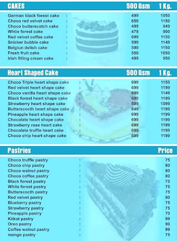 Consent Cakes menu 