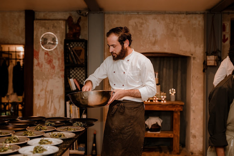 Chef Lapo working in the kitchen.