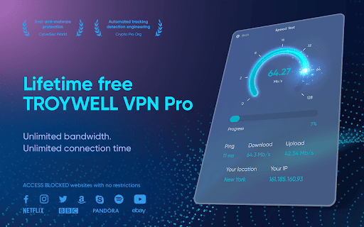 TROYWELL VPN Pro Unlimited bandwidth. Unlimited connection 