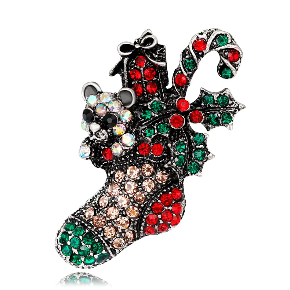 Broche de Noël Sapin de Noël et Père Noël Accessoire Festif Élégant et Scintillant Cadeau Parfait Pour Célébrer Les Fêtes Ajoutant du Charme