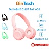 Tai Nghe Chụp Tai Bluetooth Yo8, Tai Chụp Dễ Thương Có Mic, Âm Bass Mạnh Mẽ Nghe Nhạc Cực Hay - Bintech