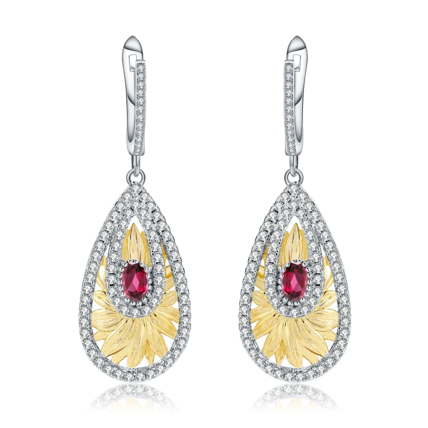 Title 5, Pendientes de plata 925 con diseño natural y ge...