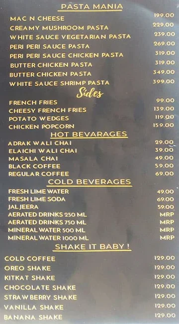 Meals & Memories menu 